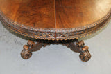 Antique Table, Dining, French, Pedestal, Walnut, Oval, Carved w/ Grapes 1800s! - Old Europe Antique Home Furnishings