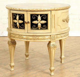 Antique Bed, Full Size, and Nightstand French Style Satinwood, Painted, 1930's, Gorgeous Set - Old Europe Antique Home Furnishings