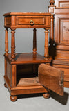 Antique Bed, Nightstand,Louis XVI Style Walnut with Rails & Marble Top, 1800s! - Old Europe Antique Home Furnishings