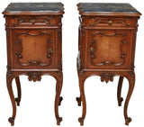 Antique Beds (2) & Night Stands (2) Italian Louis XV Style, Crest, 1800's! - Old Europe Antique Home Furnishings