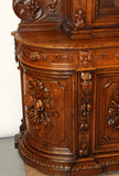 Antique Buffet / Bookcase, French Curved Side Hunt, Motif, Magnificent, 1800s! - Old Europe Antique Home Furnishings