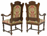 Antique Chairs, Dining, Set of Six, French Louis XIV Style Carved Walnut, 1800s!! - Old Europe Antique Home Furnishings