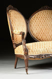 Antique Settee, Louis XV Style Rosewood Settee, Triple Crest, Scrolls, 1840-1870, 19th C. - Old Europe Antique Home Furnishings