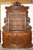 Antique Buffet / Bookcase, French Curved Side Hunt, Motif, Magnificent, 1800s! - Old Europe Antique Home Furnishings