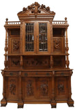 Antique Sideboards, Monumental, Renaissance Revival Walnut, Pair, Carved, 1800s - Old Europe Antique Home Furnishings