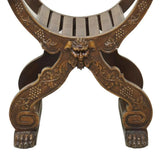 Antique Armchair, Curule, Renaissance Revival, Figural, Carved, Curved, 1800s!! - Old Europe Antique Home Furnishings