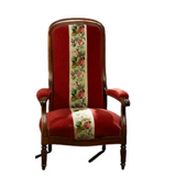 Antique Armchair, French Louis Philippe High Back Red Chair, 1800s, Gorgeous! - Old Europe Antique Home Furnishings