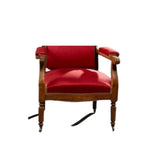 Antique Armchair, French Louis Philippe Red High BackFauteuil Chair 1800s, Gorgeous!! - Old Europe Antique Home Furnishings