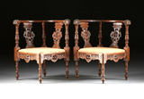 Antique Armchairs, Corner, Pair, English Renaissance Revival Walnut, 1860-1900!! - Old Europe Antique Home Furnishings