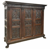 Antique Armoire, Large Italian Renaissance Revival Carved Walnut Armoire, Gorgeous!! - Old Europe Antique Home Furnishings