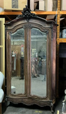 Antique Armoire, Louis XV Style, Mirrored Doors, 105 Ins., 1800's / 1900's! - Old Europe Antique Home Furnishings
