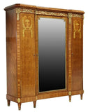 Antique Armoire, Triple, French Louis XVI Style Ormolu-Mounted, early 1900s!! - Old Europe Antique Home Furnishings