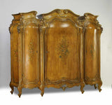 Antique Armoire, Wardrobe, Italian Venetian Style, Triple Door, Bombe, 1900's ! - Old Europe Antique Home Furnishings