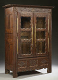 Antique Armoire or Bookcase, French Henri II Style Carved Oak,19th C., 1800's! - Old Europe Antique Home Furnishings