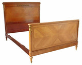 Antique Bed, French Louis XVI Style Mahogany Bed, with Gilt Metal Mounts,1900's! - Old Europe Antique Home Furnishings
