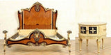 Antique Bed, Full Size, and Nightstand French Style Satinwood, Painted, 1930's, Gorgeous Set - Old Europe Antique Home Furnishings