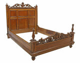 Antique Bed, Italian Renaissance Revival Carved Walnut, Foliate Scroll, 1800's!! - Old Europe Antique Home Furnishings