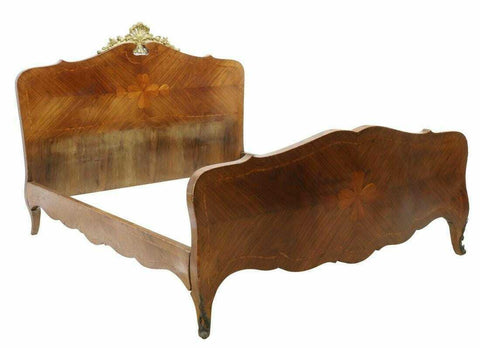 Antique Bed, Louis XV Italian Renaissance Revival Carved Walnut, Parcel Gilt, 1900's! - Old Europe Antique Home Furnishings