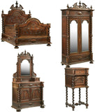 Antique Bedroom Set, Four-Piece Set, French Henri II Style, 1800s, Gorgeous! - Old Europe Antique Home Furnishings