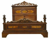 Antique Bedroom Set, Italian, Carved Walnut Renaissance Revival, Set of 5, 1900s - Old Europe Antique Home Furnishings