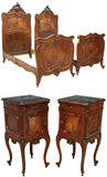 Antique Beds (2) & Night Stands (2) Italian Louis XV Style, Crest, 1800's! - Old Europe Antique Home Furnishings