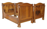Antique Beds, Day, Alcove, Pair, (2) French Louis Phillipe Walnut, 1800's!! - Old Europe Antique Home Furnishings