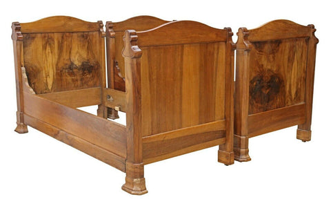 Antique Beds, Day, Alcove, Pair, (2) French Louis Phillipe Walnut, 1800's!! - Old Europe Antique Home Furnishings