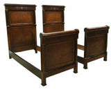 Antique Beds, French Empire Two, Pair, French Style Mahogany Beds, Early 1900s - Old Europe Antique Home Furnishings