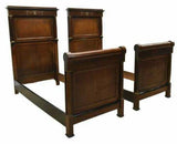 Antique Beds, French Empire Two, Pair, French Style Mahogany Beds, Early 1900s - Old Europe Antique Home Furnishings