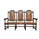 Antique Bench / Settle, European Style, Jacobean, Walnut, 1800s, Gorgeous! - Old Europe Antique Home Furnishings