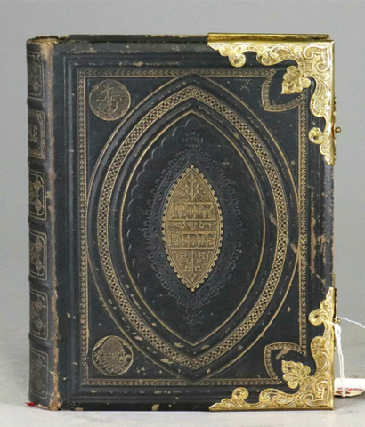 Antique Bible, English Holy Bible with Brass Clasps, Collectible, c.1890, 1800s! - Old Europe Antique Home Furnishings