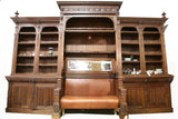 Antique Bookcase / Bench, Monumental, Renaissance Revival Oak, 1800's, Amazing! - Old Europe Antique Home Furnishings