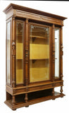 Antique Bookcase, Etched Glass French Henri II Style, Walnut, 1800's, Handsome! - Old Europe Antique Home Furnishings