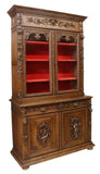 Antique Bookcase, French Henri II Style Carved Oak Stepback, Display,1800's!! - Old Europe Antique Home Furnishings