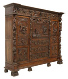 Antique Bookcase, Secretary, Spanish Renaissance Revival, Carved, Early 1900s! - Old Europe Antique Home Furnishings