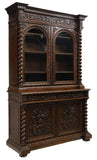 Antique Bookcase / Sideboard, Carved, French Henri II Style Carved Oak, 1800's! - Old Europe Antique Home Furnishings