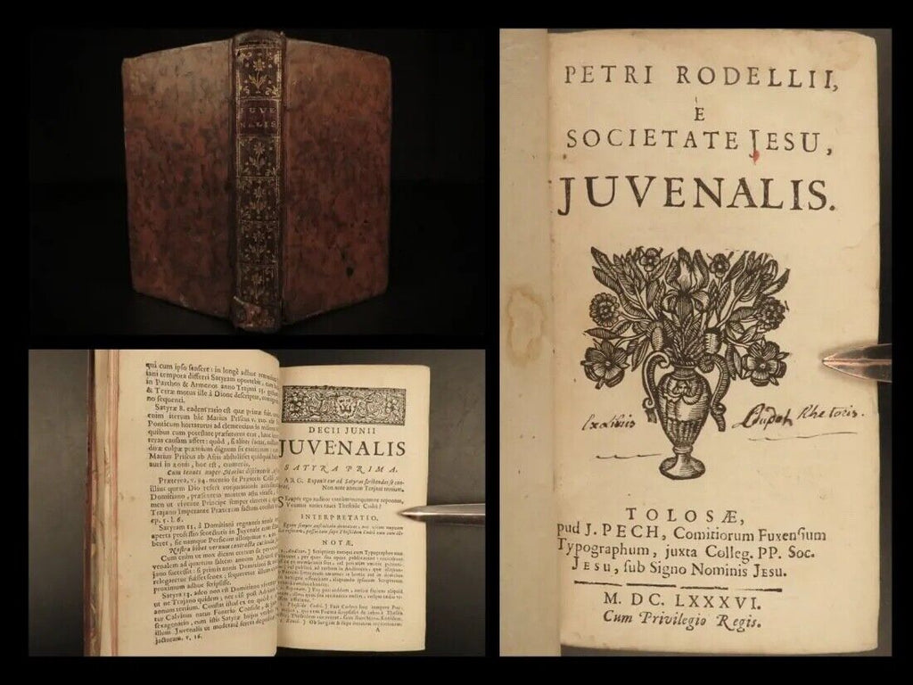Antique Books, 1700s, Philosophy,1686 1 ed Juvenal Satires Stoic