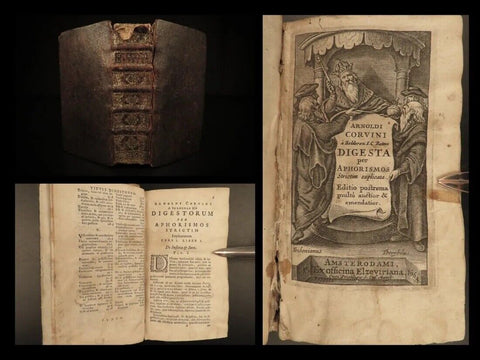 Antique Books, Law 1664, Dutch Corvinus DIGEST Aphorisms Roman Jurisprudence!! - Old Europe Antique Home Furnishings