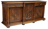 Antique Buffet / Sideboard, French Carved Walnut Breakfront, Stunning, 1800's! - Old Europe Antique Home Furnishings