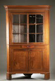 Antique Cabinet, Corner, Federal, American, Walnut, 2 Doors, Shelves, E. 1800s! - Old Europe Antique Home Furnishings