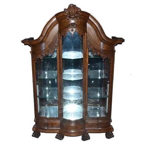 Antique Cabinet, Glass Display, Large, Windowed, Carved, Museum Quality, 1800s! - Old Europe Antique Home Furnishings