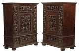 Antique Cabinets, Renaissance Revival, A Pair, Carved, Single Door, 1800's! - Old Europe Antique Home Furnishings