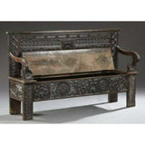 Antique Carved Bench, French Renaissance Style Carved Oak Bench, 1800s, Handsome - Old Europe Antique Home Furnishings