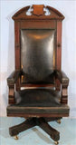 Antique Chair, Executive, Desk, Mahogany Victorian, Leather, Large, Over-Sized! - Old Europe Antique Home Furnishings