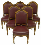 Antique Chairs, Dining, (6) French Napoleon III, Upholstered, Tack Trim, 1800's! - Old Europe Antique Home Furnishings