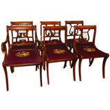 Antique Chairs, Dining, Set of 6 Mahogany Dining Chairs With Needlepoint Seats!! - Old Europe Antique Home Furnishings