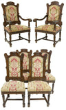 Antique Chairs, Dining, Set of Six, French Louis XIV Style Carved Walnut, 1800s!! - Old Europe Antique Home Furnishings