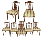 Antique Chairs, Dining, Silk, Set of Six, Edwardian Paint Decorated, Early 1900s!! - Old Europe Antique Home Furnishings