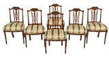 Antique Chairs, Dining, Silk, Set of Six, Edwardian Paint Decorated, Early 1900s!! - Old Europe Antique Home Furnishings