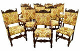 Antique Chairs, Dining, Twelve, Set of, Oak Spanish Renaissance Revival 1800's!! - Old Europe Antique Home Furnishings